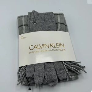 Calvin Klein Scarf And Touch Glove gray